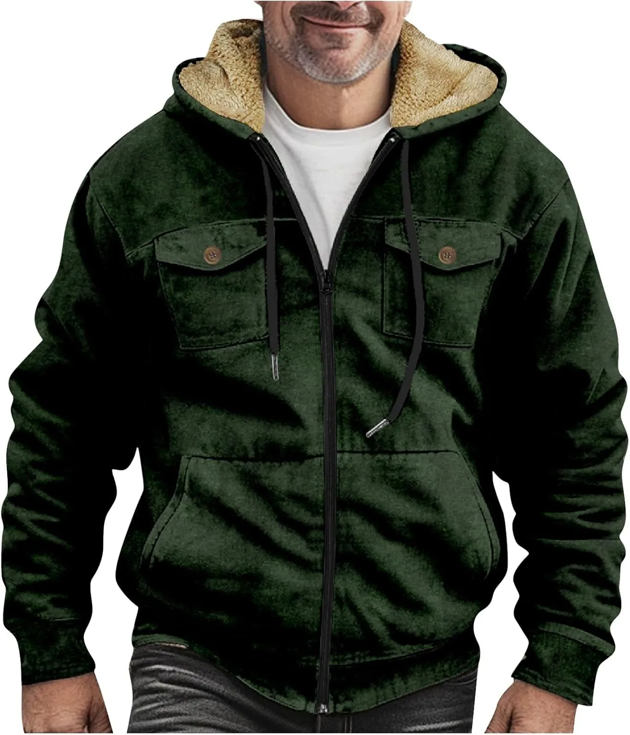 RTRDE Mens Fall Jacket Fleece Lined Zip Up Casual Fashion Hooded Jackets Winter Warm Work Hoodie Coats