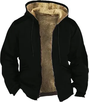 RTRDE Mens Fashion Hooded Jacket Lined Hoodie Jackets Casual Winter Warm Fleece Coats with Hood Outwear Jacket, M-7XL