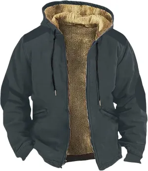 RTRDE Mens Fashion Hooded Jacket Lined Hoodie Jackets Casual Winter Warm Fleece Coats with Hood Outwear Jacket, M-7XL