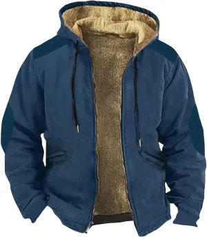 RTRDE Mens Fashion Hooded Jacket Lined Hoodie Jackets Casual Winter Warm Fleece Coats with Hood Outwear Jacket, M-7XL