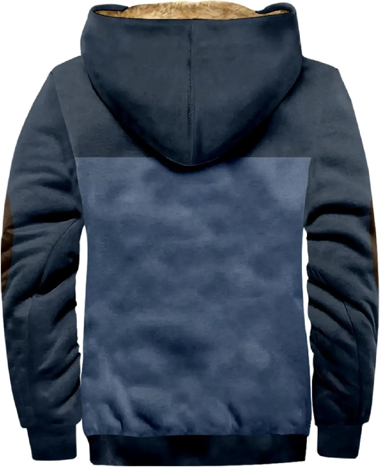 RTRDE Mens Sherpa Lined Jacket with Hood Winter Full Zip Up Hoodies Jacket Fleece Heavyweight Coats Pockets Jacket