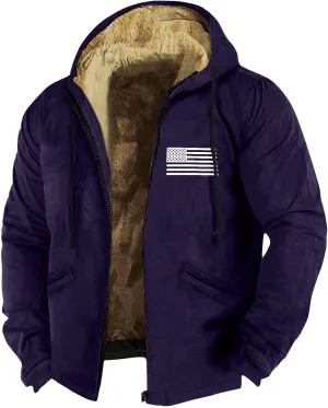 RTRDE Mens Winter Work Coat Zip Up Hoodie Casual Sherpa Lined Jackets Fleece Warm Work Coats Outwear Casual Jacket
