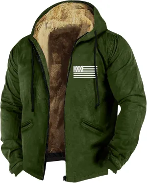 RTRDE Mens Winter Work Coat Zip Up Hoodie Casual Sherpa Lined Jackets Fleece Warm Work Coats Outwear Casual Jacket