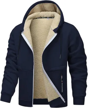 RTRDE Mens Work Jacket Zip Up Sweatshirts Heavyweight Winter Fleece Sherpa Lined Warm Hoodie Jackets Coats Jacket, S-3XL