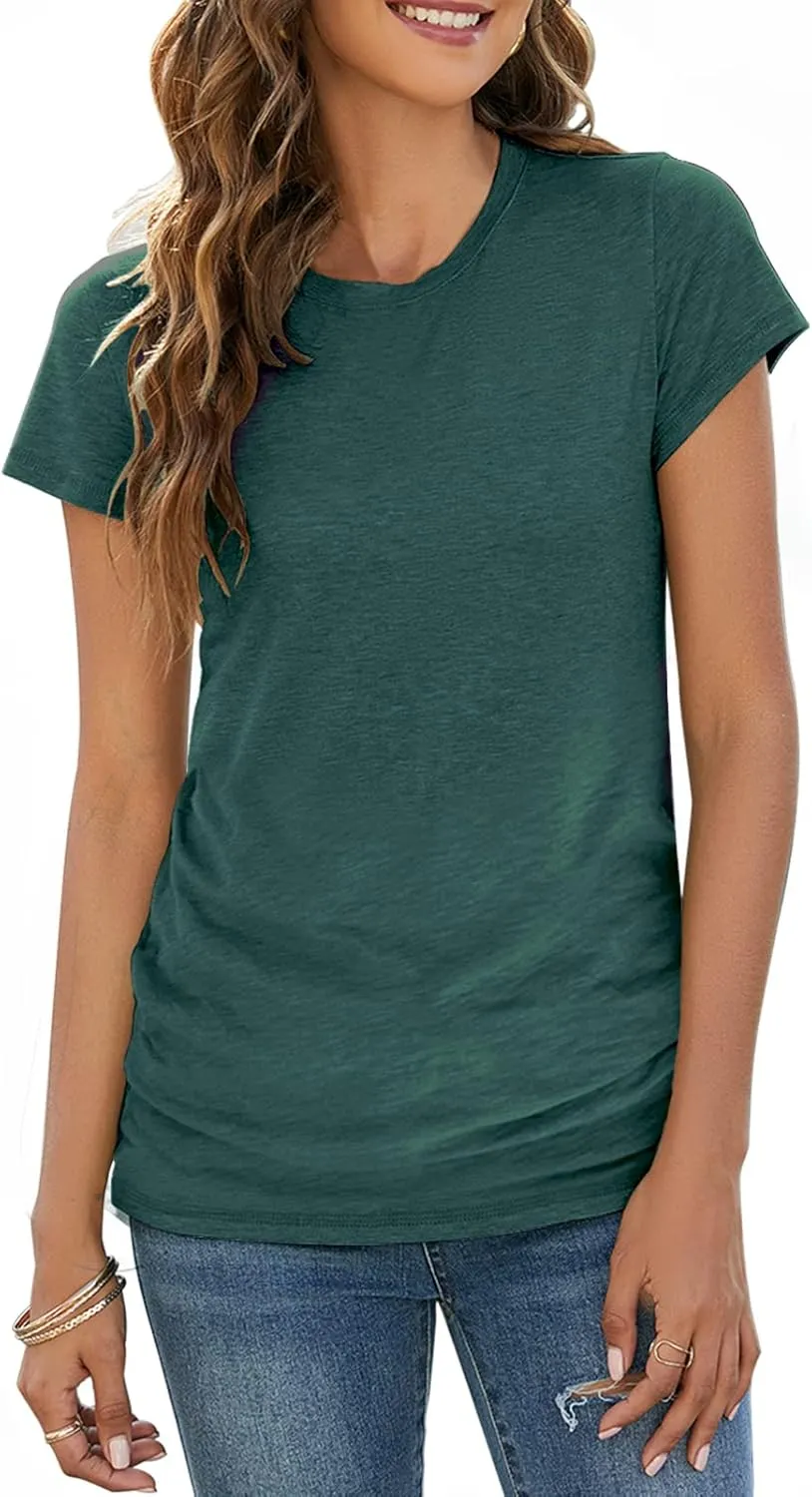 Sherosa Womens T Shirts Short Sleeve Crew Neck Shirts Basic Tee Tops Blouse