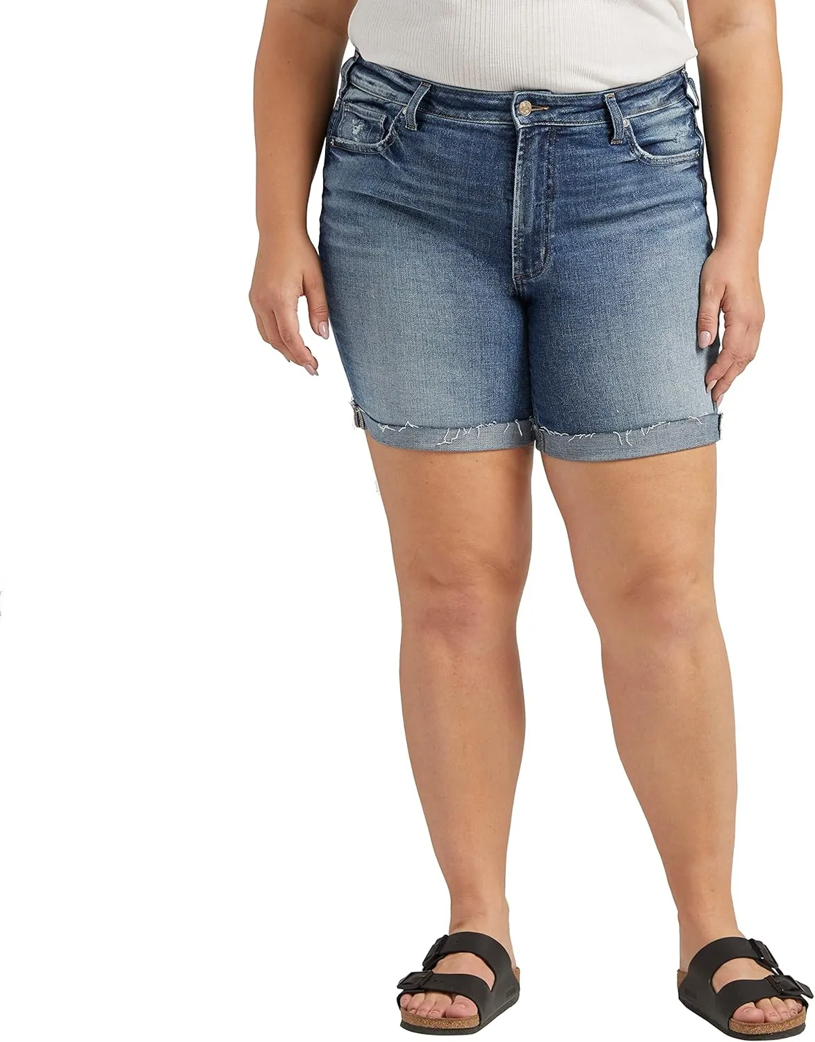 Silver Jeans Co. Women's Plus Size Sure Thing High Rise Long Short