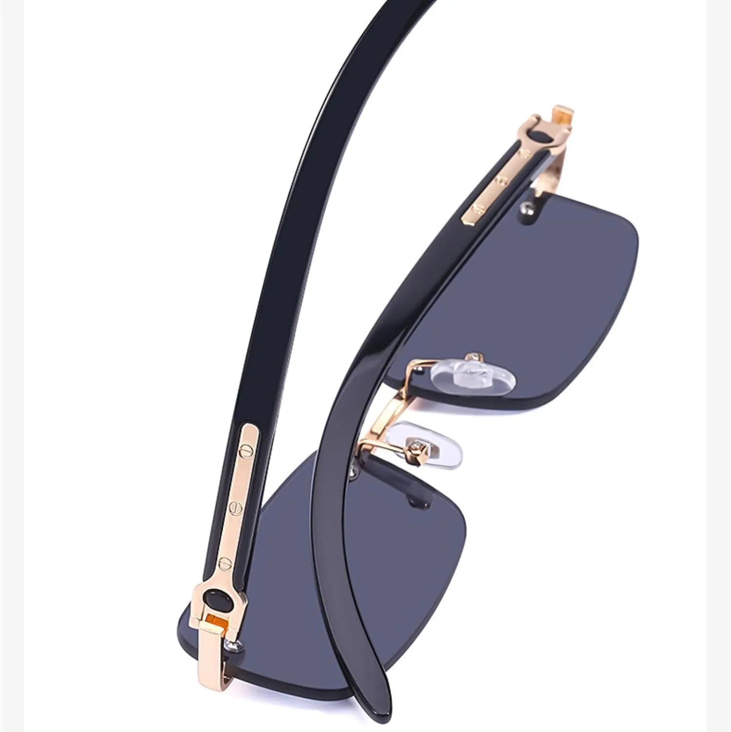 Small Rectangle Rimless Sunglasses for Men Luxury Vintage Classic Uv400