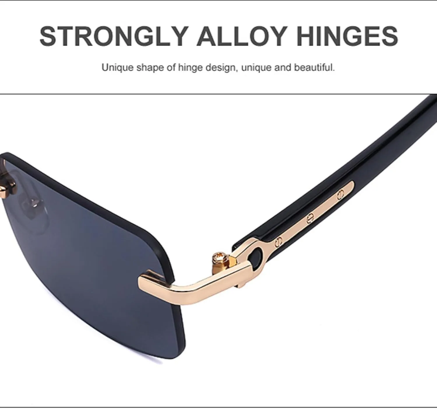 Small Rectangle Rimless Sunglasses for Men Luxury Vintage Classic Uv400