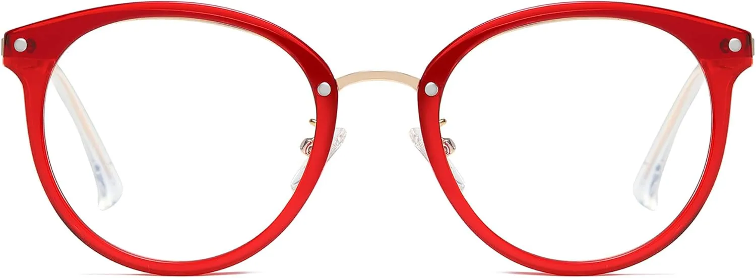 SOJOS Retro Round TR90 Blue Light Reading Glasses Womens Mens Readers Computer Glasses Eyewear Frame SJ9001
