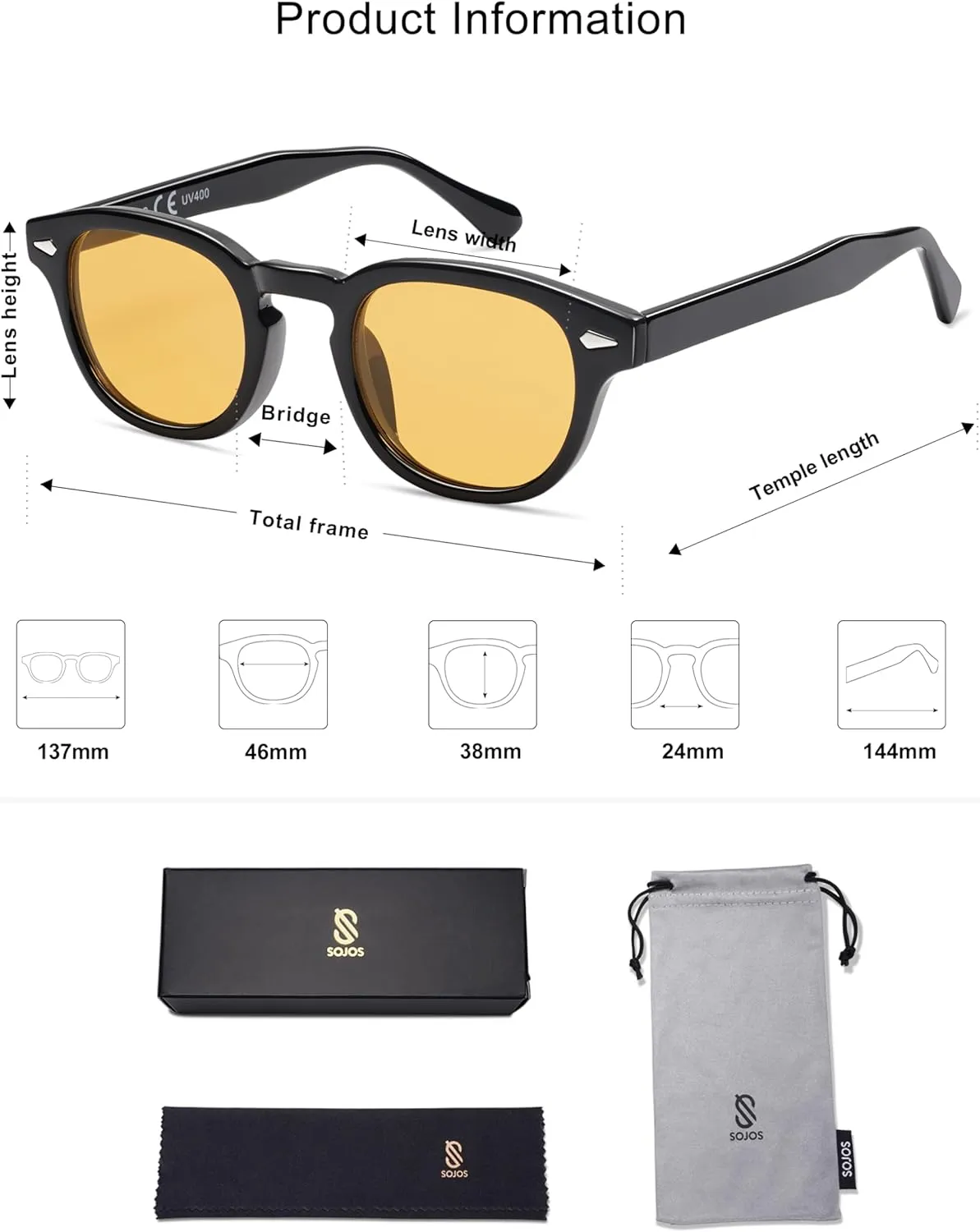 SOJOS Retro Small Round Sunglasses for Men Women Trendy Circle Style UV400 Lenses Unisex Sun Glasses SJ2251