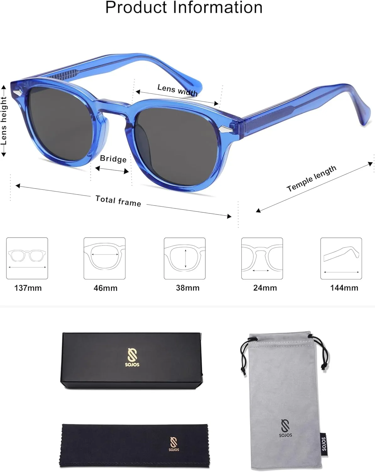 SOJOS Retro Small Round Sunglasses for Men Women Trendy Circle Style UV400 Lenses Unisex Sun Glasses SJ2251