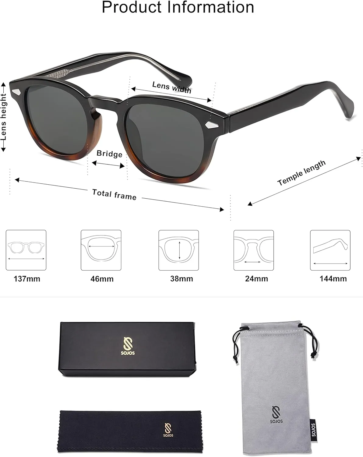 SOJOS Retro Small Round Sunglasses for Men Women Trendy Circle Style UV400 Lenses Unisex Sun Glasses SJ2251