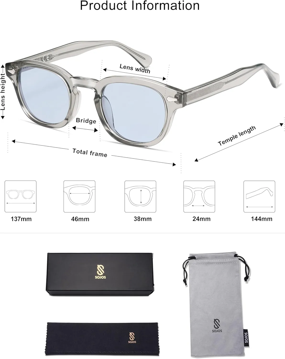 SOJOS Retro Small Round Sunglasses for Men Women Trendy Circle Style UV400 Lenses Unisex Sun Glasses SJ2251