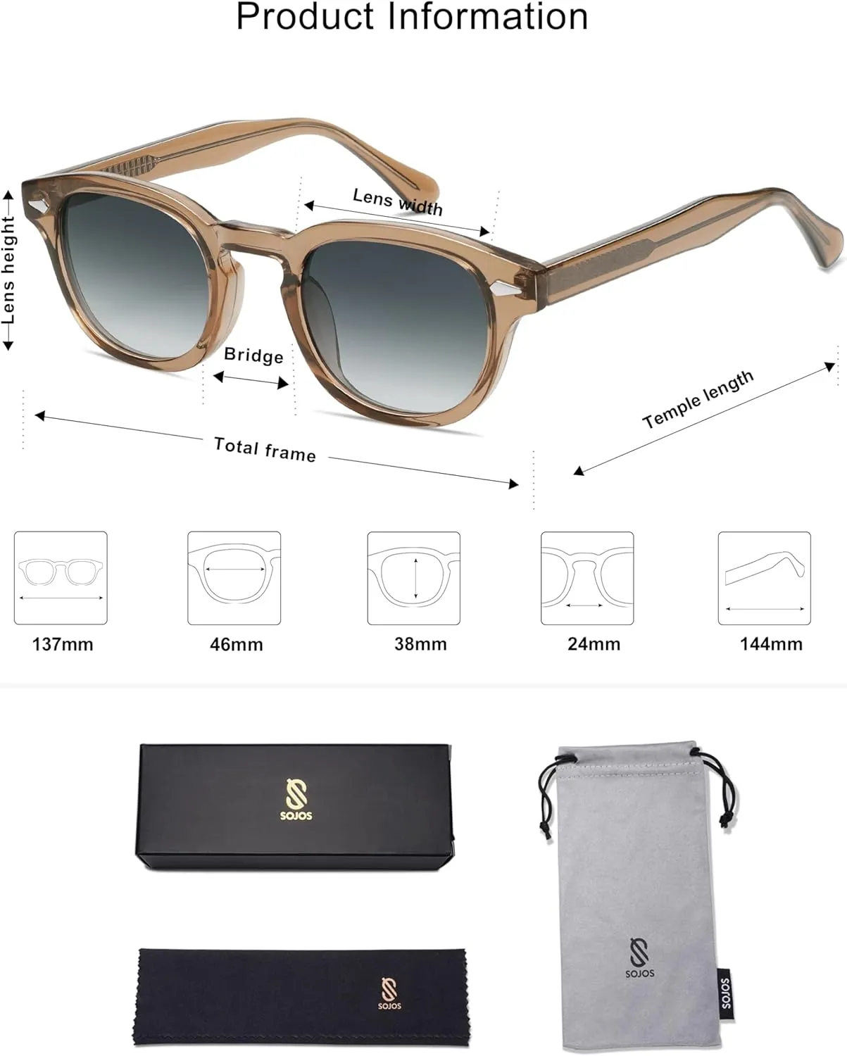 SOJOS Retro Small Round Sunglasses for Men Women Trendy Circle Style UV400 Lenses Unisex Sun Glasses SJ2251
