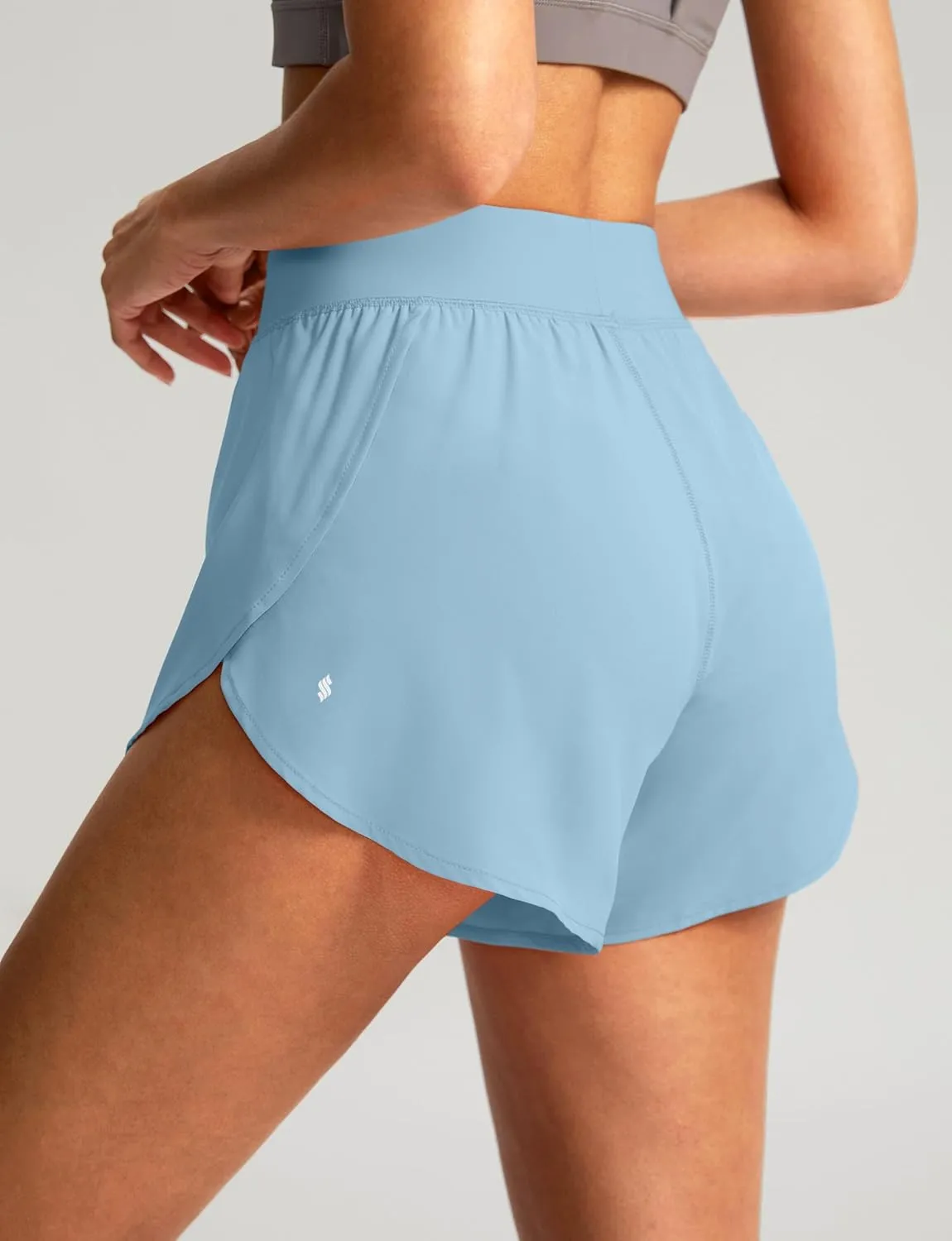 Soothfeel High Waisted Athletic Running Shorts for Women Dolphin Shorts High Split Quick Dry Gym Workout Shorts with Liner