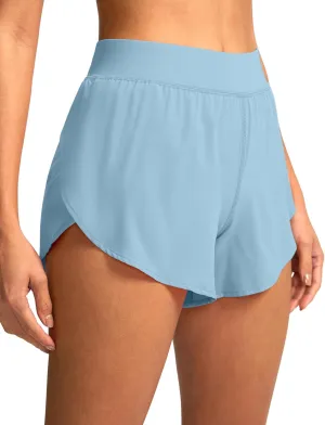 Soothfeel High Waisted Athletic Running Shorts for Women Dolphin Shorts High Split Quick Dry Gym Workout Shorts with Liner