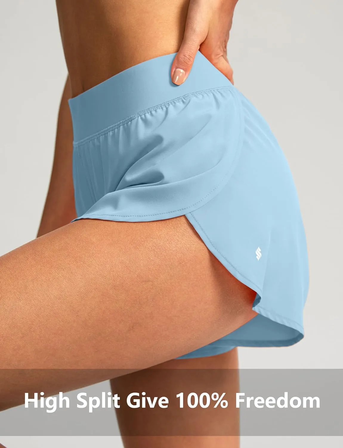 Soothfeel High Waisted Athletic Running Shorts for Women Dolphin Shorts High Split Quick Dry Gym Workout Shorts with Liner