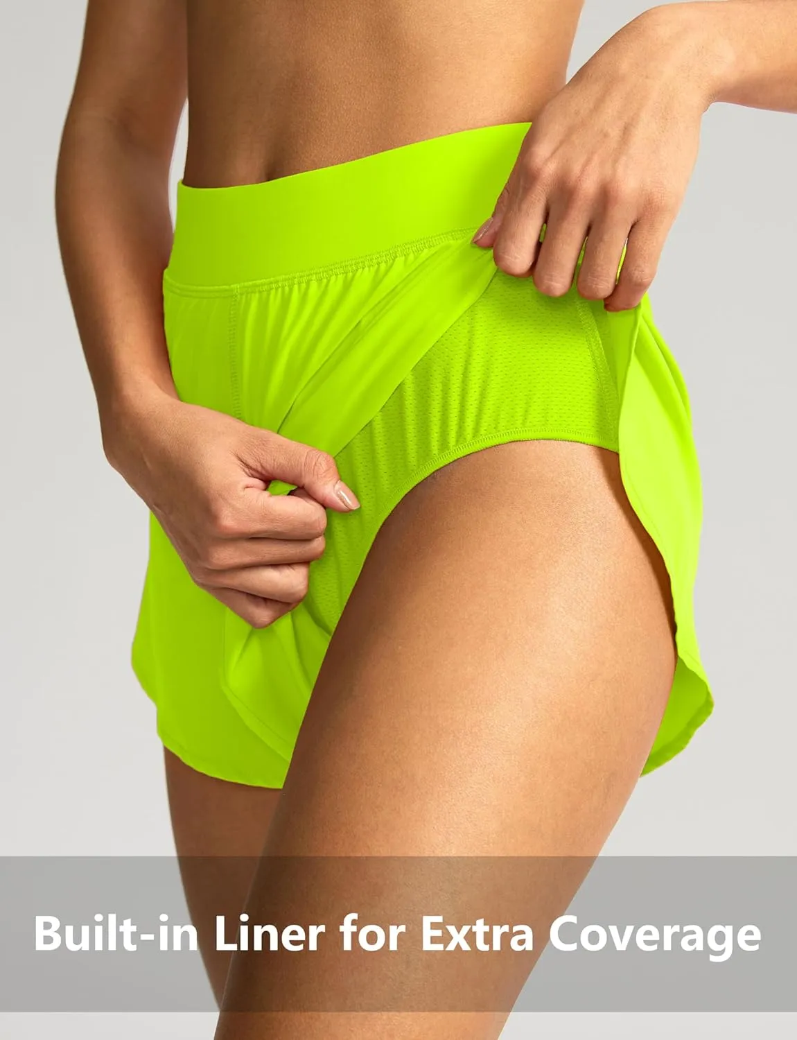 Soothfeel High Waisted Athletic Running Shorts for Women Dolphin Shorts High Split Quick Dry Gym Workout Shorts with Liner