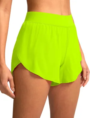 Soothfeel High Waisted Athletic Running Shorts for Women Dolphin Shorts High Split Quick Dry Gym Workout Shorts with Liner