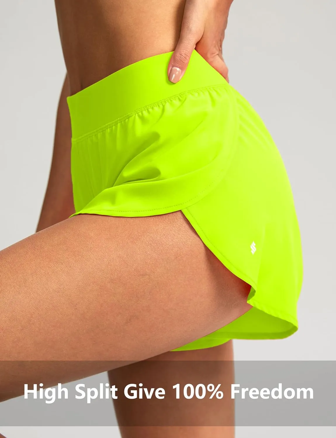 Soothfeel High Waisted Athletic Running Shorts for Women Dolphin Shorts High Split Quick Dry Gym Workout Shorts with Liner
