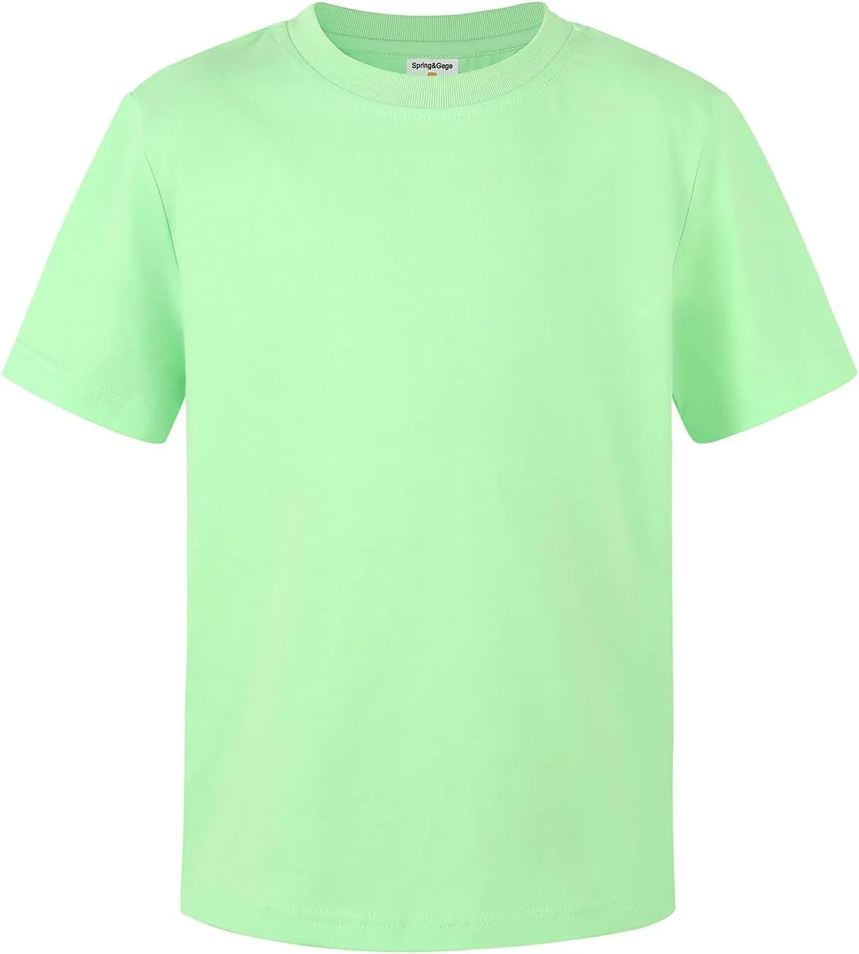 Spring&Gege Boys Heavyweight Soft Cotton Short Sleeve Crewneck T Shirts(5-14 Years)
