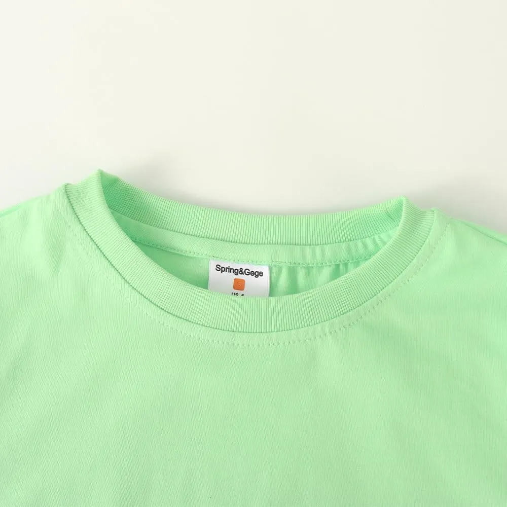 Spring&Gege Boys Heavyweight Soft Cotton Short Sleeve Crewneck T Shirts(5-14 Years)