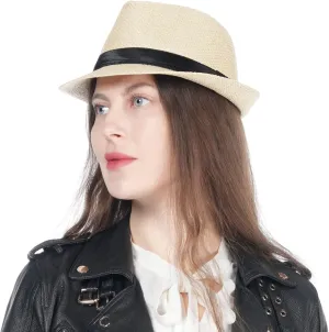 Straw Fedora Hat Mens Fedora Hats for Men and Women Sun Trilby Hat Summer Panama Hats