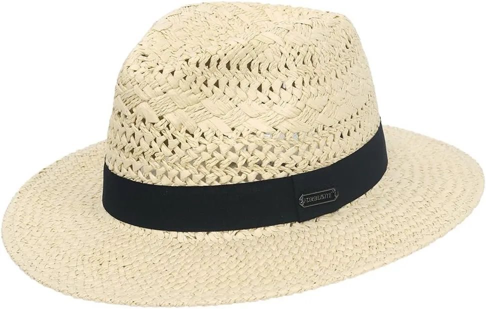Straw Fedora Panama Hat for Women Men - Summer Beach Sun Hats Wide Brim UV Protection Lightweight