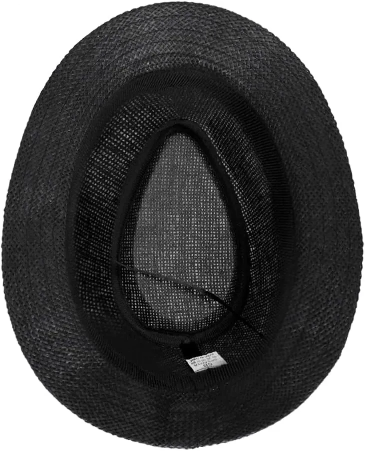 Straw Fedora Sun Hat UV Protection Short Brim Beach Hat Adjustable Trilby Hats for Men Women