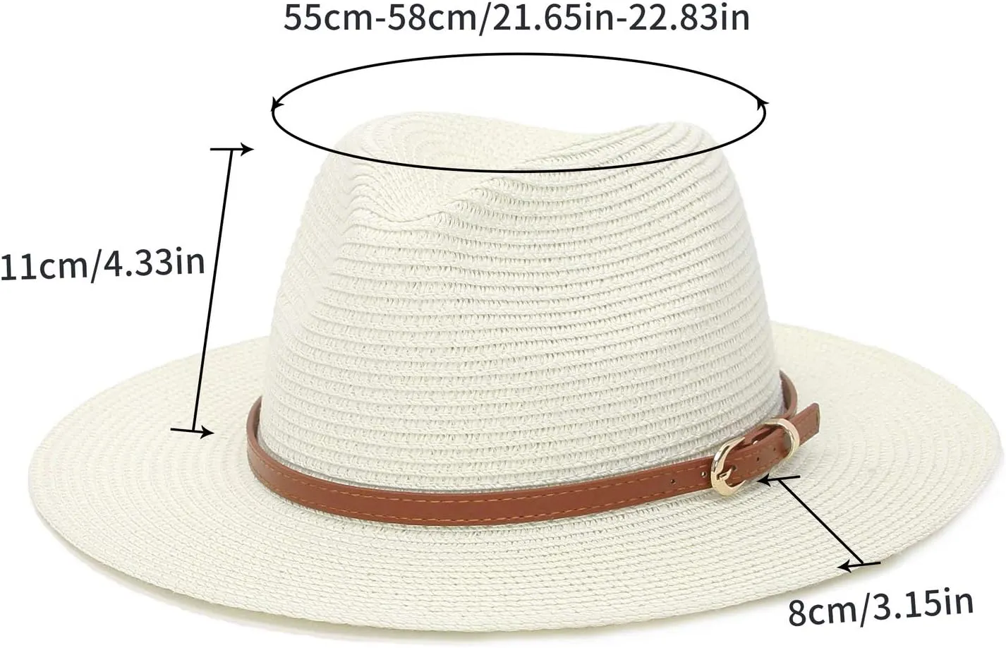Straw Sun Hats for Women Men Panama Fedora Summer Hat with Leather Belt Wide Brim Beach Sun Jazz Cap