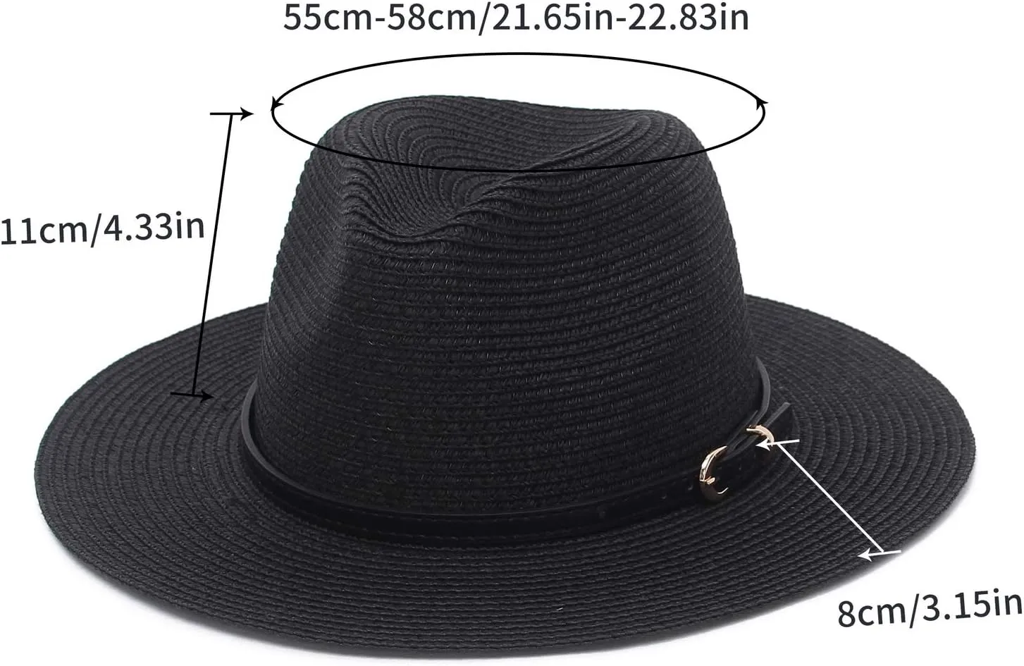 Straw Sun Hats for Women Men Panama Fedora Summer Hat with Leather Belt Wide Brim Beach Sun Jazz Cap