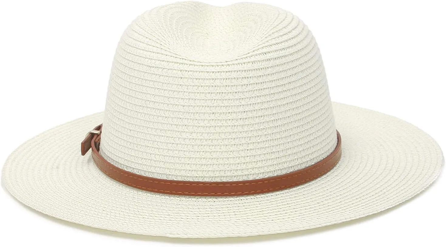 Straw Sun Hats for Women Men Panama Fedora Summer Hat with Leather Belt Wide Brim Beach Sun Jazz Cap