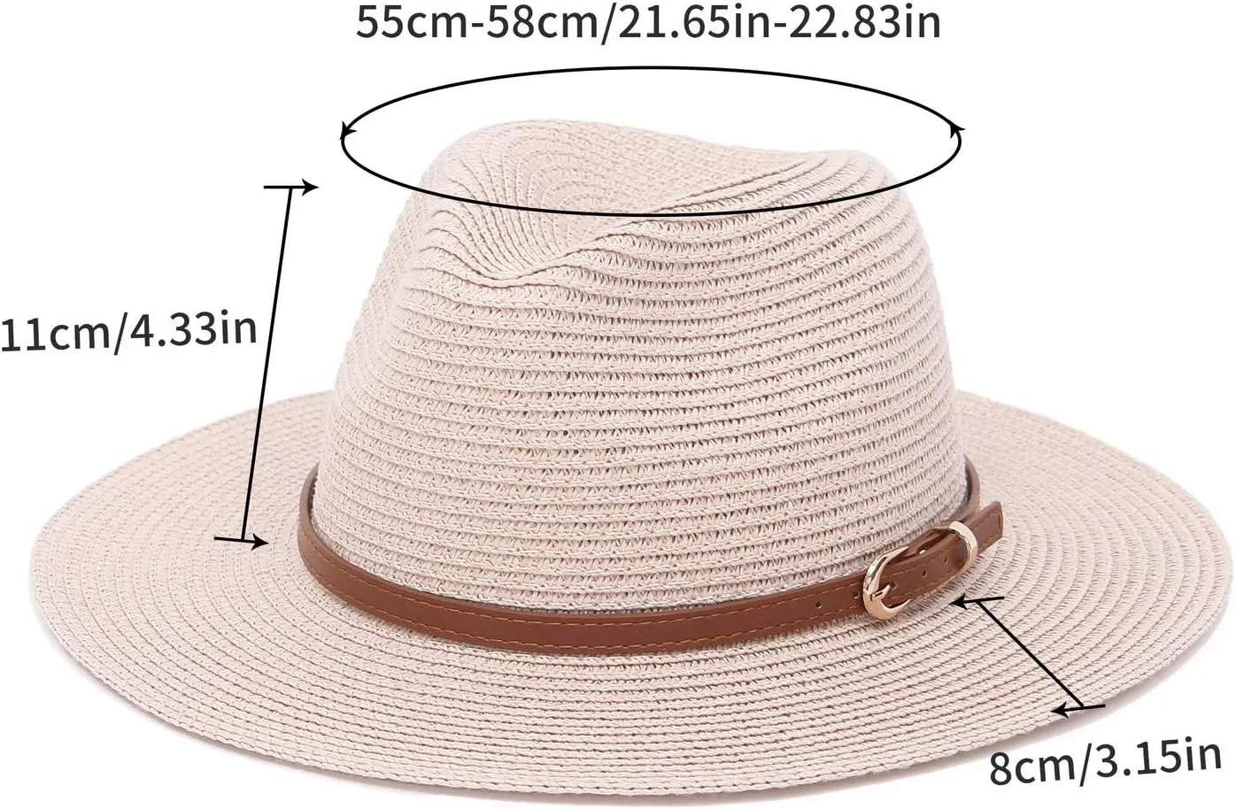 Straw Sun Hats for Women Men Panama Fedora Summer Hat with Leather Belt Wide Brim Beach Sun Jazz Cap