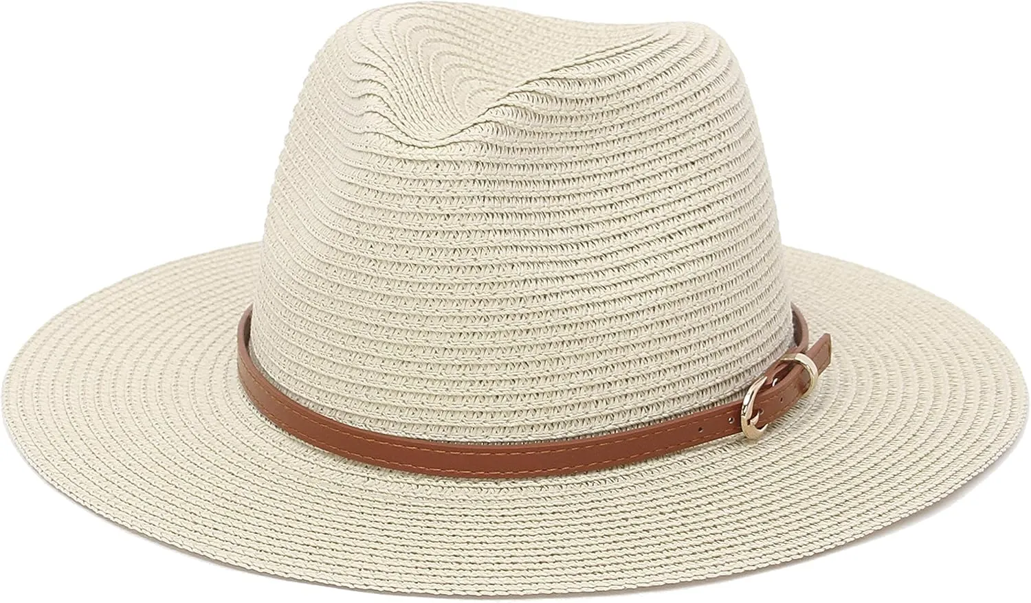 Straw Sun Hats for Women Men Panama Fedora Summer Hat with Leather Belt Wide Brim Beach Sun Jazz Cap