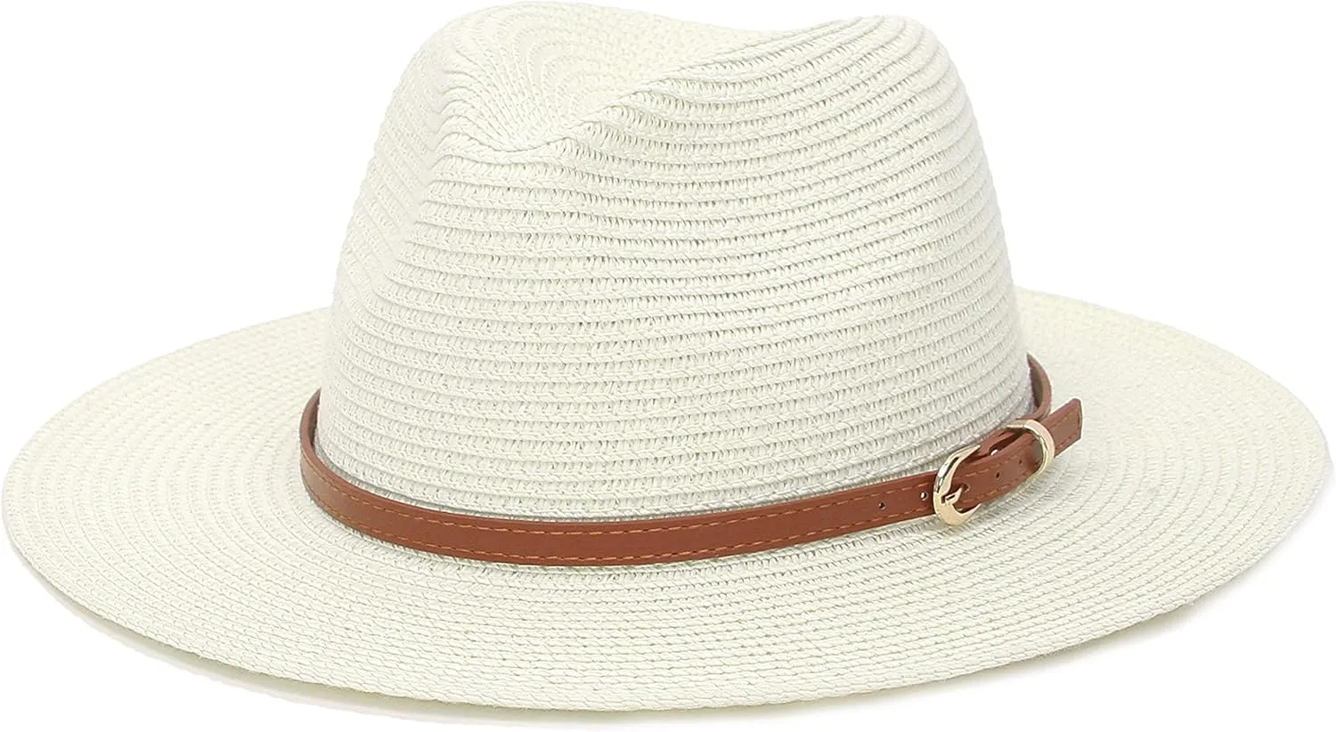 Straw Sun Hats for Women Men Panama Fedora Summer Hat with Leather Belt Wide Brim Beach Sun Jazz Cap