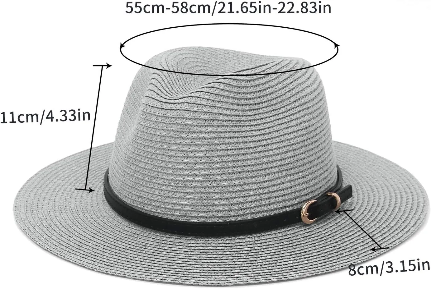 Straw Sun Hats for Women Men Panama Fedora Summer Hat with Leather Belt Wide Brim Beach Sun Jazz Cap
