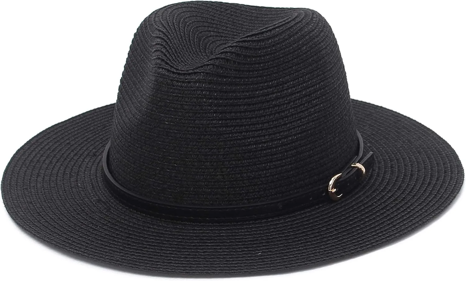 Straw Sun Hats for Women Men Panama Fedora Summer Hat with Leather Belt Wide Brim Beach Sun Jazz Cap