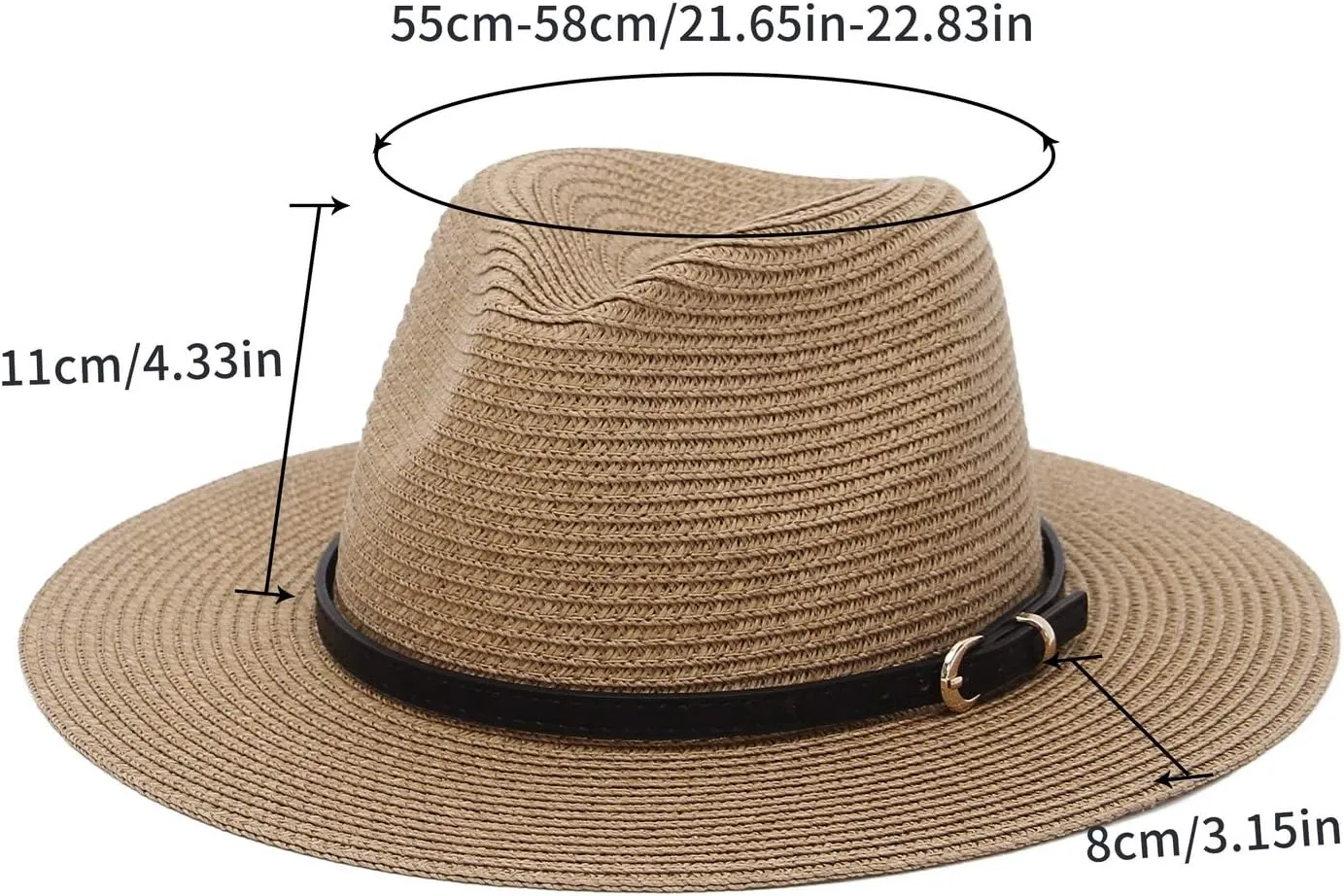 Straw Sun Hats for Women Men Panama Fedora Summer Hat with Leather Belt Wide Brim Beach Sun Jazz Cap