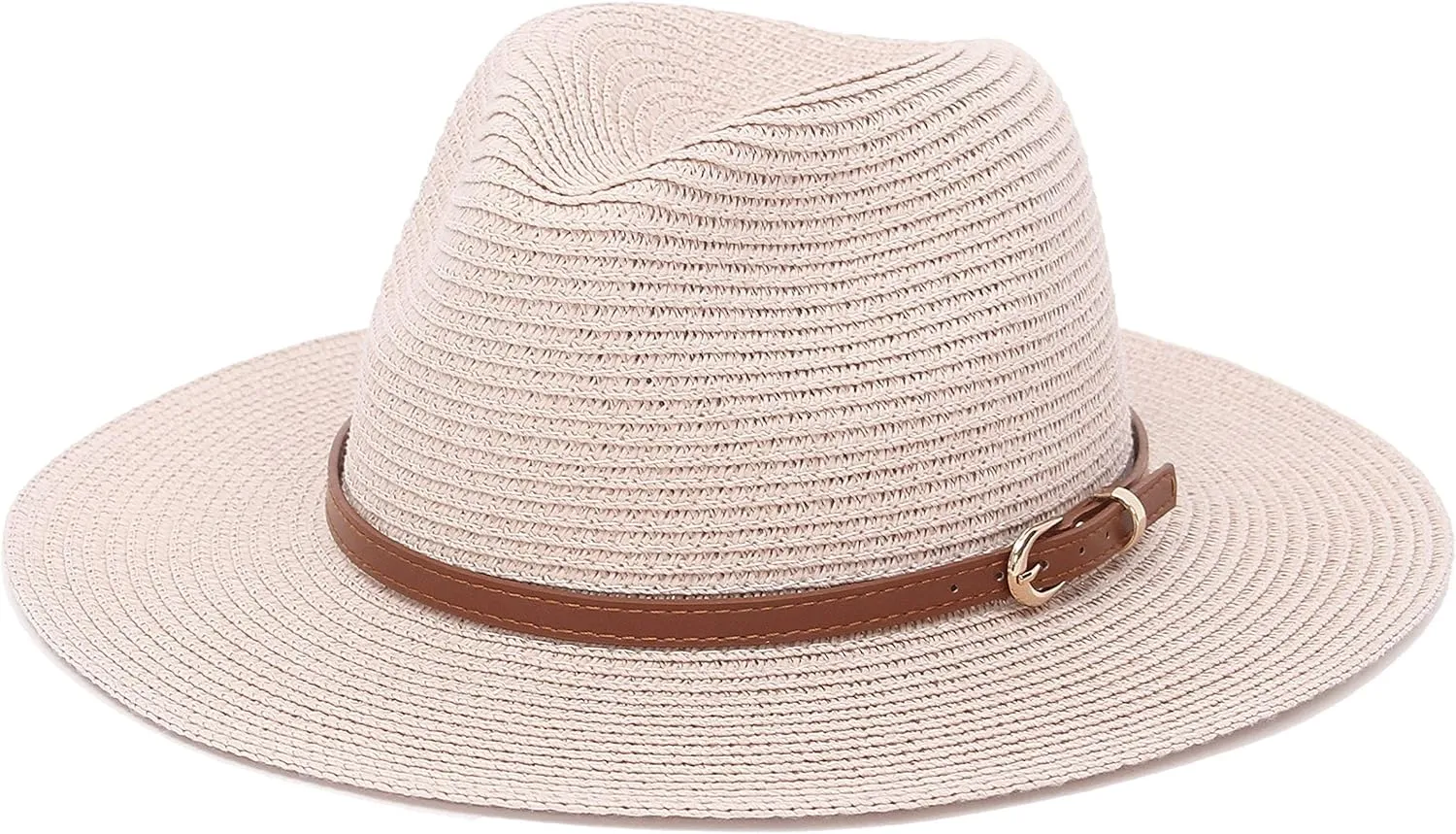Straw Sun Hats for Women Men Panama Fedora Summer Hat with Leather Belt Wide Brim Beach Sun Jazz Cap