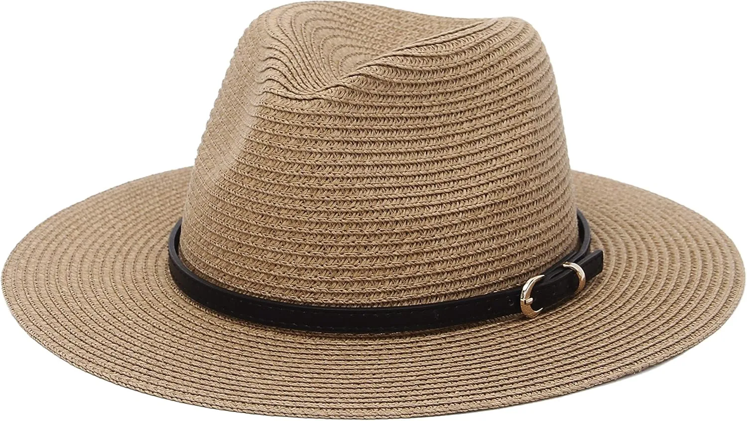 Straw Sun Hats for Women Men Panama Fedora Summer Hat with Leather Belt Wide Brim Beach Sun Jazz Cap