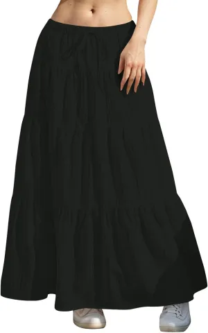 Summer Skirts for Women Y2K Cute A Line Tiered Ruffle Skirt Boho Drawstring Elastic Waist A-Line Maxi Skirt