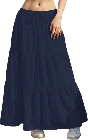 Summer Skirts for Women Y2K Cute A Line Tiered Ruffle Skirt Boho Drawstring Elastic Waist A-Line Maxi Skirt