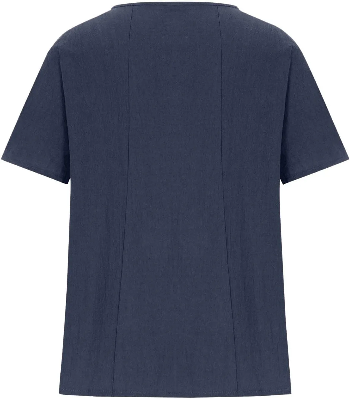 Summer Women Cotton Linen T-Shirt Casual Floral Pattern Blouses Tops Short Sleeve Crewneck Loose Tunic Comfy Soft Tees