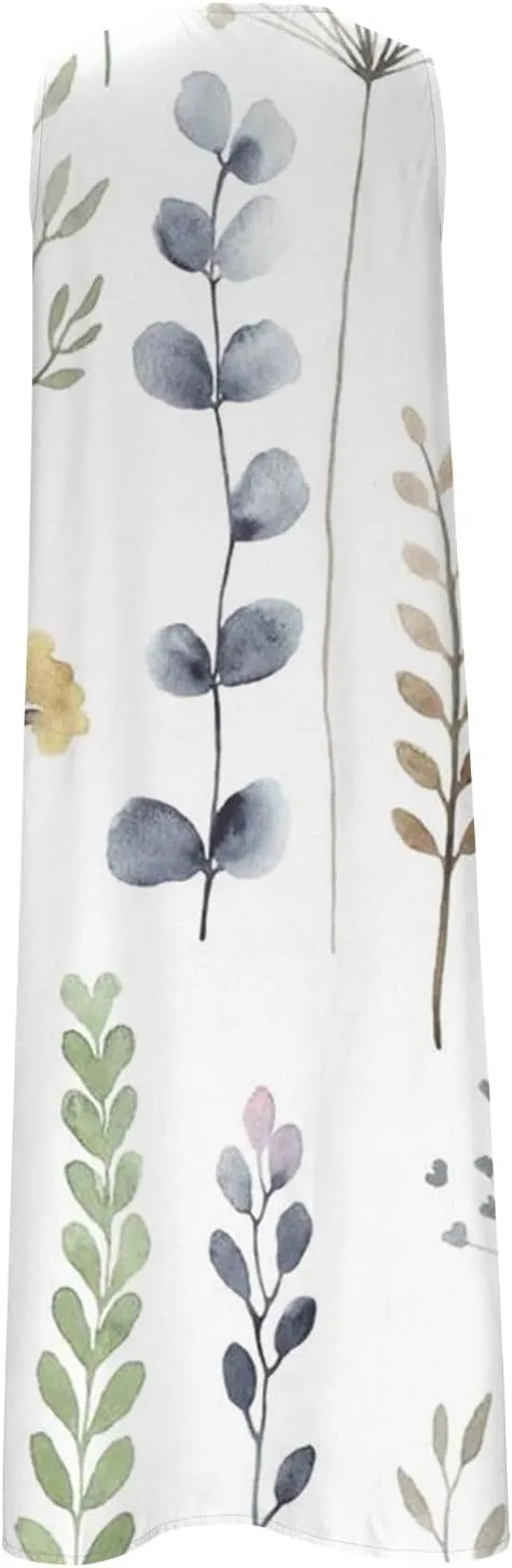 Sundresses for Women 2025 Fashion Boho Long Dress Boho Printing Sleeveless V Neck Maxi Travel Dresses with Pocktes