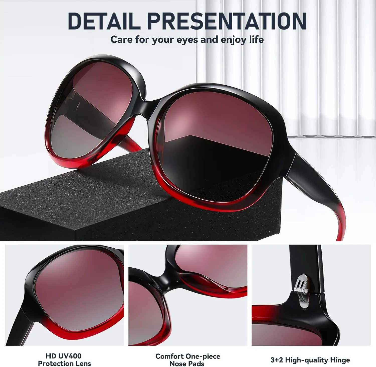 Sunglasses Womens Polarized Oversized Sunglasses for Women Trendy Classic Large Driving Sun Glasses UV400 Protection