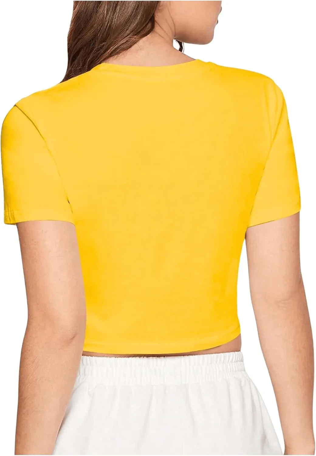 SweatyRocks Women's Casual Short Sleeve Crew Neck Basic Crop Top T Shirts
