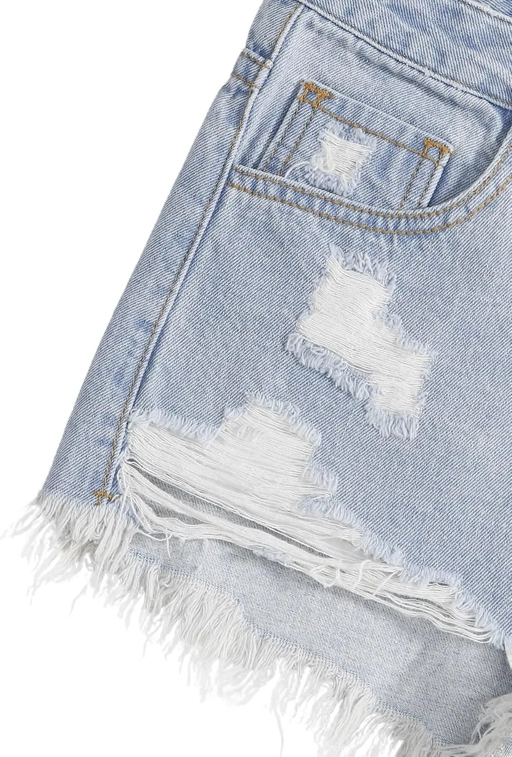 SweatyRocks Women's High Rise Zip Up Ripped Raw Hem Denim Jean Shorts with Pocket