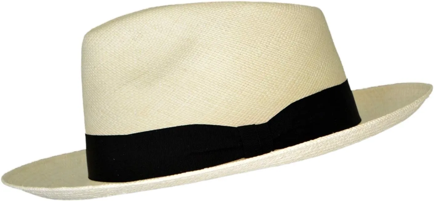 Teardrop Classic Straw Fedora - Brisa Weave - Black Band - Handwoven in Ecuador