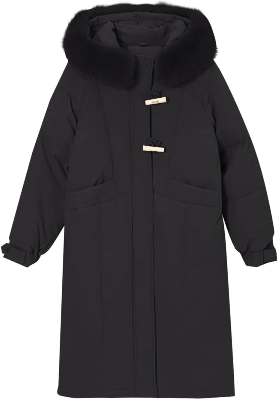 Teen Girls Heavyweight Parka Fur Hooded Thicken Trench Coats Warm Solid Color Windproof Puffer Jacket Maxi Down Coat