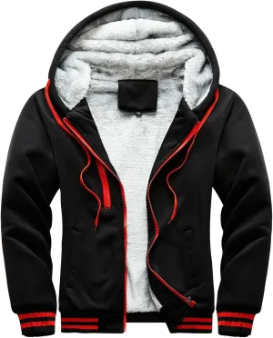 Thatrich Sherpa Lined Hoodies for Men Fleece Fuzzy Hooded Coats Casual Warm Jackets Cozy Full Zip Outwears Winter Coat Trendy